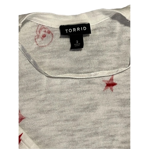 TORRID Cardigan Skulls Lightning Bolt Star Crossbones, size 2x, white and red - Picture 9 of 16